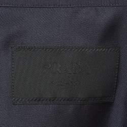 Pre Owned Prada Navy Blue Silk Oversized Button Up Pajama Shirt S