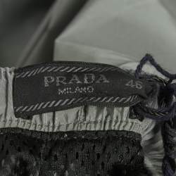 Pre Owned شورت سباحة برادا نايلون بأربطة رمادي مقاس صغير جدا
