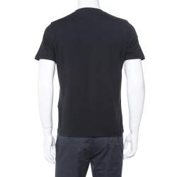 Pre Owned Prada Black Cotton Logo Pocket Detail Crew Neck T-Shirt M