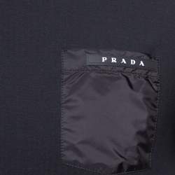 Pre Owned Prada Black Cotton Logo Pocket Detail Crew Neck T-Shirt M