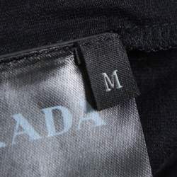 Pre Owned Prada Black Cotton Logo Pocket Detail Crew Neck T-Shirt M