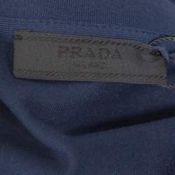 Pre Owned Prada Navy Blue Cotton Logo Pocket Detail Crew Neck T-Shirt M