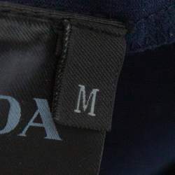 Pre Owned Prada Navy Blue Cotton Logo Pocket Detail Crew Neck T-Shirt M