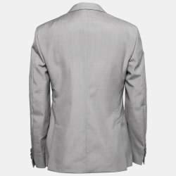 مملوكة مسبقًا بلايزر برادا حرير وموهير رصاصي بصدرية واحدة مقاس كبير جداً ( إكس لارج )