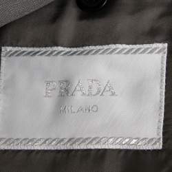 مملوكة مسبقًا بلايزر برادا حرير وموهير رصاصي بصدرية واحدة مقاس كبير جداً ( إكس لارج )