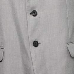 مملوكة مسبقًا بلايزر برادا حرير وموهير رصاصي بصدرية واحدة مقاس كبير جداً ( إكس لارج )