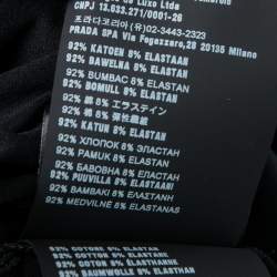 Pre Owned Prada Black Cotton Rubber Logo Nylon Pocket V-Neck T-Shirt M