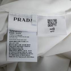 Prada White Technical Jersey Mock Neck Turtleneck Sweater XL