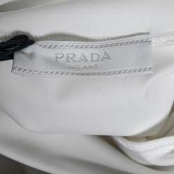 Prada White Technical Jersey Mock Neck Turtleneck Sweater XL
