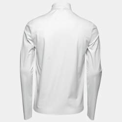 Prada White Technical Jersey Mock Neck Turtleneck Sweater XL