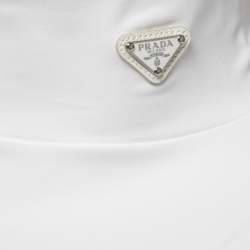 Prada White Technical Jersey Mock Neck Turtleneck Sweater XL