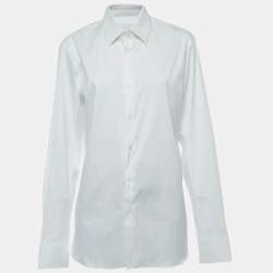 Prada White Cotton Long Sleeve Button Front Shirt M