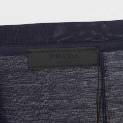Pre Owned Prada Navy Blue Cotton Crew Neck T-Shirt L