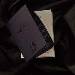 Prada Black Nappa Leather Metal Logo Embellished Shorts and Shirt Set M