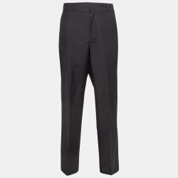 Prada Grey Wool Straight Fit Formal Trousers L