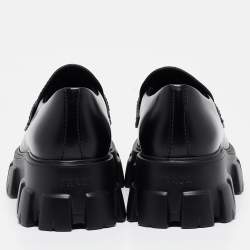 Prada Black Leather Monolith Chunky Loafers Size 43.5