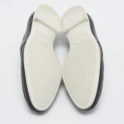 Pre Owned Prada Navy Blue Perforated Leather Slip On Loafers Size 43