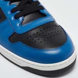 Pre Owned Prada Blue/Black Leather Downtown Low-Top Sneakers Size 46