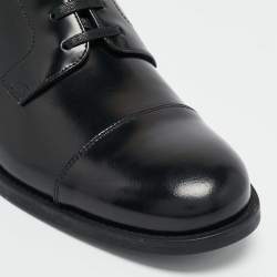 Prada Black Brushed Leather Lace Up Derby Size 43