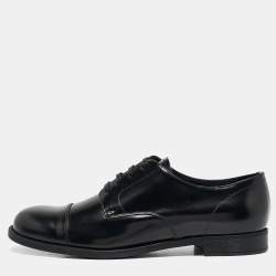Prada Black Brushed Leather Lace Up Derby Size 43