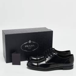 Prada Black Brushed Leather Lace Up Derby Size 43