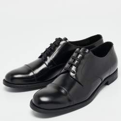 Prada Black Brushed Leather Lace Up Derby Size 43