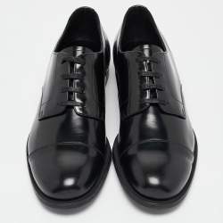 Prada Black Brushed Leather Lace Up Derby Size 43