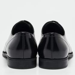Prada Black Brushed Leather Lace Up Derby Size 43