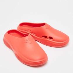 Prada Red Rubber Flat Mules Size 42