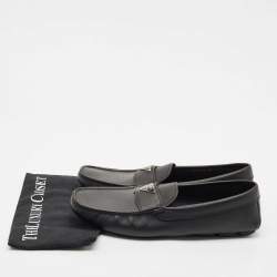 مملوكة مسبقًا Prada Black Leather Slip On Loafers Size 45