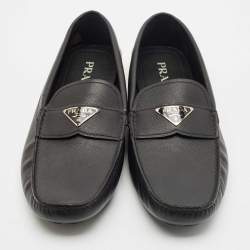 مملوكة مسبقًا Prada Black Leather Slip On Loafers Size 45