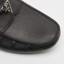 مملوكة مسبقًا Prada Black Leather Slip On Loafers Size 45