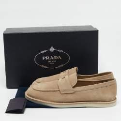 Prada Beige Suede Slip On Loafers Size 43