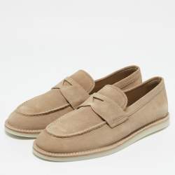 Prada Beige Suede Slip On Loafers Size 43