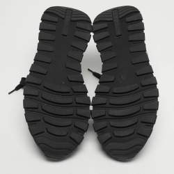 Pre Owned حذاء رياضي برادا براكس نايلون وجلد أسود منخفض من أعلى مقاس 42