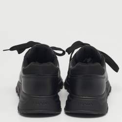 Pre Owned حذاء رياضي برادا براكس نايلون وجلد أسود منخفض من أعلى مقاس 42