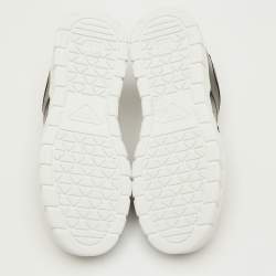 مملوكة مسبقًا حذاء رياضي برادا سبورتس أمريكاز كاب شبكة وجلد رصاصي/أسود عق منخفض مقاس 40