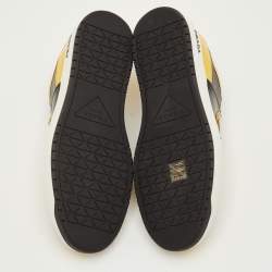 Pre Owned Prada Downtown Size 42 Black/Yellow Leather Low Top Sneakers