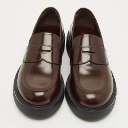 مملوكة مسبقًا Prada Size 42 Dark Brown Leather Penny Loafers