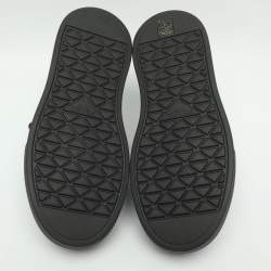 Pre Owned Prada Macro Size 38 Black Brushed Leather and Re-Nylon Low Top Sneakers
