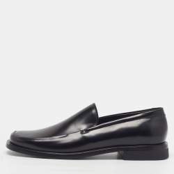 مملوكة مسبقًا Prada Size 42.5 Black Leather Square Toe Loafers