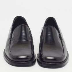 Pre Owned Prada Size 42.5 Black Leather Square Toe Loafers