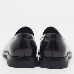 Pre Owned Prada Size 42.5 Black Leather Square Toe Loafers