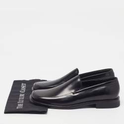 Pre Owned Prada Size 42.5 Black Leather Square Toe Loafers