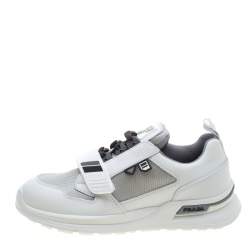 Prada Two Tone Mechano Leather and Technical Fabric Platform Sneakers Size 39