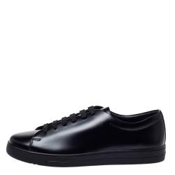 Prada Black Leather Lace Up Sneakers Size 45