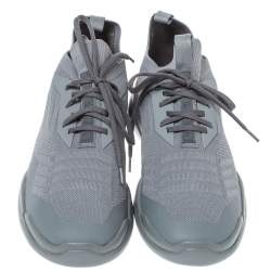 Prada Grey Knit Fabric Toblach Low Top Sneakers Size 42.5