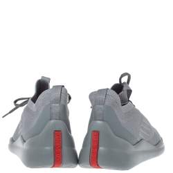 Prada Grey Knit Fabric Toblach Low Top Sneakers Size 42.5