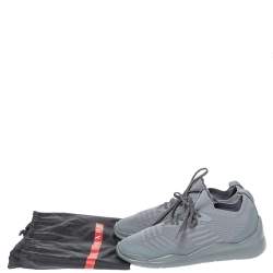 Prada Grey Knit Fabric Toblach Low Top Sneakers Size 42.5