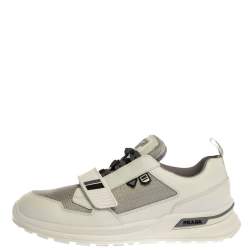 Pre Owned Prada White Leather Mechano Low Top Sneakers Size 45